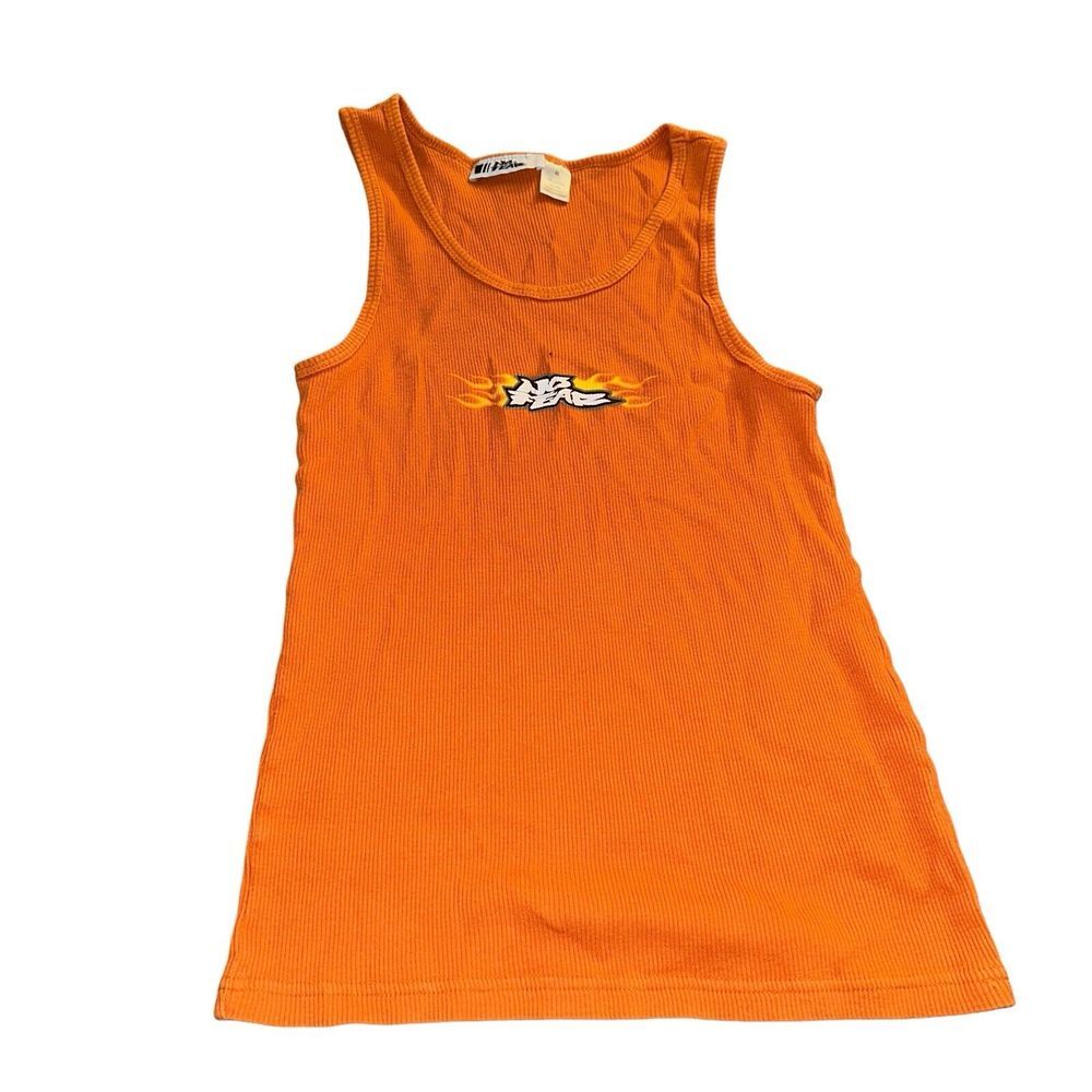 Vintage Tank Top No Fear Ribbed Orange Womens Size XL